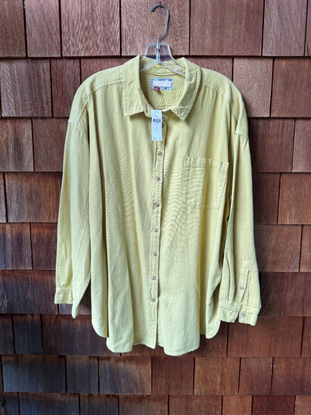 NWT Anthropologie Pilcro Relaxed Oxford Chartreuse Buttondown - Women's X-Large
